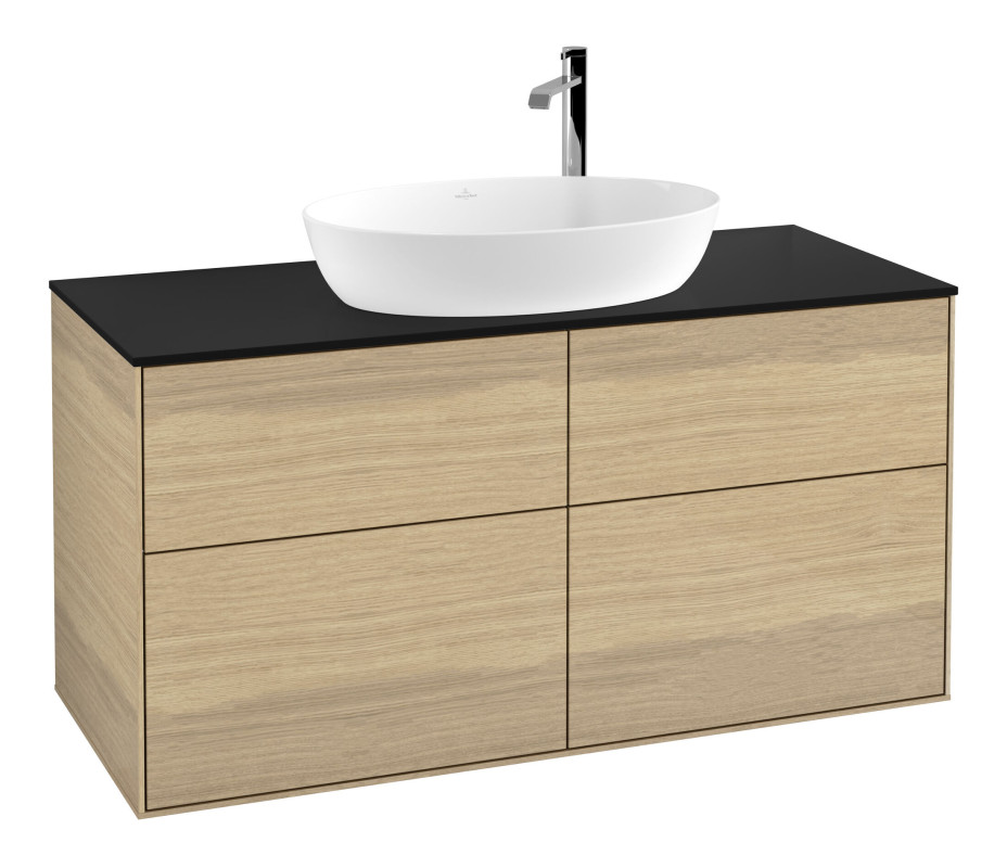 Тумба под раковину Villeroy & Boch Finion 120х50,1 см МДФ шпон дуба/стекло черное матовое F91200PC