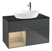 Тумба под раковину Villeroy & Boch Finion 100х50,1 см с подсветкой МДФ темно-синий матовый лак/стекло черное матовое G892PCHG