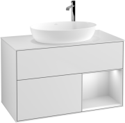 Тумба під раковину Villeroy & Boch Finion 100х50,1 см із підсвічуванням МДФ білий матовий лак/скло біле матове F901MTMT