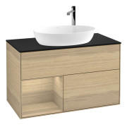Тумба під раковину Villeroy & Boch Finion 100х50,1 см із підсвічуванням МДФ шпон дуба/скло чорне матове G892PCPC