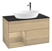 Тумба под раковину Villeroy & Boch Finion 100х50,1 см с подсветкой МДФ шпон дуба/стекло черное матовое G892PCPC