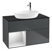 Тумба під раковину Villeroy & Boch Finion 100х50,1 см із підсвічуванням МДФ темно-синій матовий лак/скло чорне матове G892MTHG