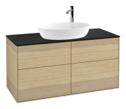 Тумба под раковину Villeroy & Boch Finion 120х50,1 см с подсветкой МДФ шпон дуба/стекло черное матовое G91200PC