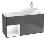 Тумба под раковину Villeroy & Boch Finion 120х50,1 см с подсветкой МДФ антрацит матовый лак/стекло белое матовое F921GFGK