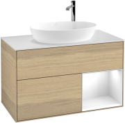 Тумба под раковину Villeroy & Boch Finion 100х50,1 см с подсветкой МДФ шпон дуба/стекло белое матовое F901GFPC