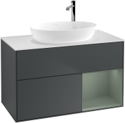 Тумба под раковину Villeroy & Boch Finion 100х50,1 см с подсветкой МДФ темно-синий матовый лак/стекло белое матовое F901GMHG