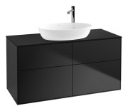 Тумба под раковину Villeroy & Boch Finion 120х50,1 см с подсветкой МДФ черный матовый лак/стекло черное матовое G91200PD