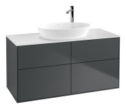 Тумба под раковину Villeroy & Boch Finion 120х50,1 см с подсветкой МДФ темно-синий матовый лак/стекло белое матовое G91100HG