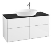 Тумба под раковину Villeroy & Boch Finion 120х50,1 см с подсветкой МДФ глянцевый белый лак/стекло черное матовое G91200GF