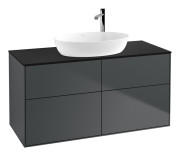 Тумба под раковину Villeroy & Boch Finion 120х50,1 см с подсветкой МДФ темно-синий матовый лак/стекло черное матовое G91200HG