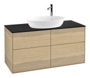 Тумба під раковину Villeroy & Boch Finion 120х50,1 см із підсвічуванням МДФ шпон дуба/скло чорне матове G91200PC