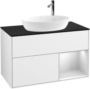 Тумба под раковину Villeroy & Boch Finion 100х50,1 см с подсветкой МДФ глянцевый белый лак/стекло черное матовое F902MTGF