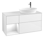 Тумба під раковину Villeroy & Boch Finion 120х50,1 см із підсвічуванням МДФ білий глянцевий лак/скло біле матове F921GFGF