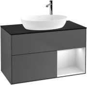 Тумба под раковину Villeroy & Boch Finion 100х50,1 см с подсветкой МДФ антрацит матовый лак/стекло черное матовое F902MTGK