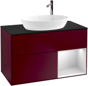 Тумба под раковину Villeroy & Boch Finion 100х50,1 см с подсветкой МДФ пион матовый лак/стекло черное матовое F902MTHB