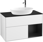 Тумба під раковину Villeroy & Boch Finion 100х50,1 см з підсвічуванням МДФ білий глянцевий лак/скло чорне матове F902PDGF