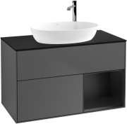 Тумба під раковину Villeroy & Boch Finion 100х50,1 см із підсвічуванням МДФ антрацит матовий лак/скло чорне матове F902PDGK