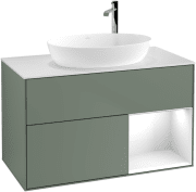 Тумба под раковину Villeroy & Boch Finion 100х50,1 см с подсветкой МДФ оливковый матовый лак/стекло белое матовое F901GFGM