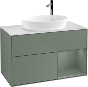 Тумба під раковину Villeroy & Boch Finion 100х50,1 см із підсвічуванням МДФ оливковий матовий лак/скло біле матове F901GMGM