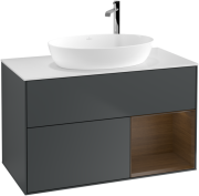 Тумба под раковину Villeroy & Boch Finion 100х50,1 см с подсветкой МДФ темно-синий матовый лак/стекло белое матовое F901GNHG