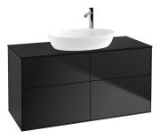 Тумба под раковину Villeroy & Boch Finion 120х50,1 см с подсветкой МДФ черный матовый лак/стекло черное матовое G91200PD