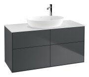 Тумба под раковину Villeroy & Boch Finion 120х50,1 см с подсветкой МДФ темно-синий матовый лак/стекло белое матовое G91100HG