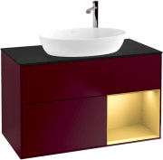 Тумба под раковину Villeroy & Boch Finion 100х50,1 см с подсветкой МДФ пион матовый лак/стекло черное матовое F902HFHB