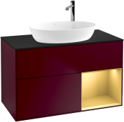 Тумба под раковину Villeroy & Boch Finion 100х50,1 см с подсветкой МДФ пион матовый лак/стекло черное матовое F902HFHB