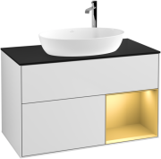 Тумба під раковину Villeroy & Boch Finion 100х50,1 см із підсвічуванням МДФ білий матовий лак/скло чорне матове F902HFMT