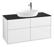 Тумба під раковину Villeroy & Boch Finion 120х50,1 см з підсвічуванням МДФ білий глянцевий лак/скло чорне матове G91200GF