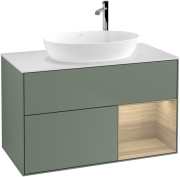 Тумба под раковину Villeroy & Boch Finion 100х50,1 см с подсветкой МДФ оливковый матовый лак/стекло белое матовое F901PCGM