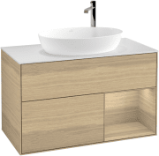 Тумба под раковину Villeroy & Boch Finion 100х50,1 см с подсветкой МДФ шпон дуба/стекло белое матовое F901PCPC