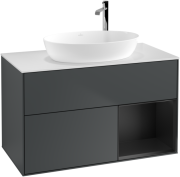 Тумба под раковину Villeroy & Boch Finion 100х50,1 см с подсветкой МДФ темно-синий матовый лак/стекло белое матовое F901PDHG