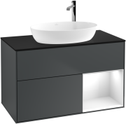 Тумба под раковину Villeroy & Boch Finion 100х50,1 см с подсветкой МДФ темно-синий матовый лак/стекло черное матовое F902GFHG