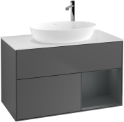 Тумба под раковину Villeroy & Boch Finion 100х50,1 см с подсветкой МДФ антрацит матовый лак/стекло белое матовое F901HGGK