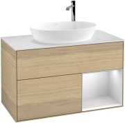 Тумба під раковину Villeroy & Boch Finion 100х50,1 см із підсвічуванням МДФ шпон дуба/скло біле матове F901MTPC