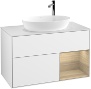 Тумба під раковину Villeroy & Boch Finion 100х50,1 см з підсвіткою МДФ білий глянцевий лак/скло біле матове F901PCGF