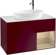 Тумба под раковину Villeroy & Boch Finion 100х50,1 см с подсветкой МДФ пион матовый лак/стекло белое матовое F901PCHB