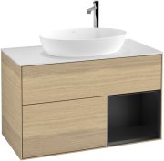 Тумба під раковину Villeroy & Boch Finion 100х50,1 см із підсвічуванням МДФ шпон дуба/скло біле матове F901PDPC