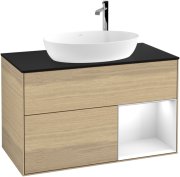 Тумба під раковину Villeroy & Boch Finion 100х50,1 см із підсвічуванням МДФ шпон дуба/скло чорне матове F902GFPC