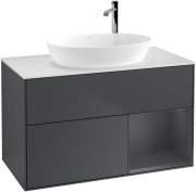 Тумба під раковину Villeroy & Boch Finion 100х50,1 см із підсвічуванням МДФ темно-синій матовий лак/скло біле матове F901HGHG