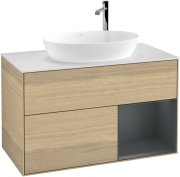 Тумба під раковину Villeroy & Boch Finion 100х50,1 см із підсвічуванням МДФ шпон дуба/скло біле матове F901HGPC