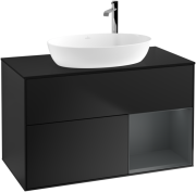 Тумба под раковину Villeroy & Boch Finion 100х50,1 см с подсветкой МДФ черный матовый лак/стекло черное матовое F902HGPD