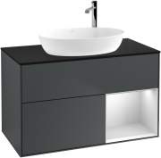 Тумба под раковину Villeroy & Boch Finion 100х50,1 см с подсветкой МДФ темно-синий матовый лак/стекло черное матовое F902MTHG