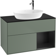 Тумба под раковину Villeroy & Boch Finion 100х50,1 см с подсветкой МДФ оливковый матовый лак/стекло черное матовое F902PDGM