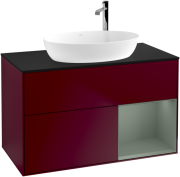 Тумба под раковину Villeroy & Boch Finion 100х50,1 см с подсветкой МДФ пион матовый лак/стекло черное матовое F902GMHB