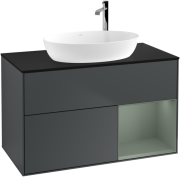 Тумба под раковину Villeroy & Boch Finion 100х50,1 см с подсветкой МДФ темно-синий матовый лак/стекло черное матовое F902GMHG