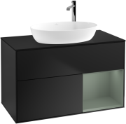 Тумба под раковину Villeroy & Boch Finion 100х50,1 см с подсветкой МДФ черный матовый лак/стекло черное матовое F902GMPD