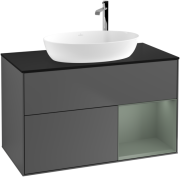 Тумба под раковину Villeroy & Boch Finion 100х50,1 см с подсветкой МДФ антрацит матовый лак/стекло черное матовое F902GMGK