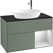 Тумба под раковину Villeroy & Boch Finion 100х50,1 см с подсветкой МДФ оливковый матовый лак/стекло черное матовое F902MTGM